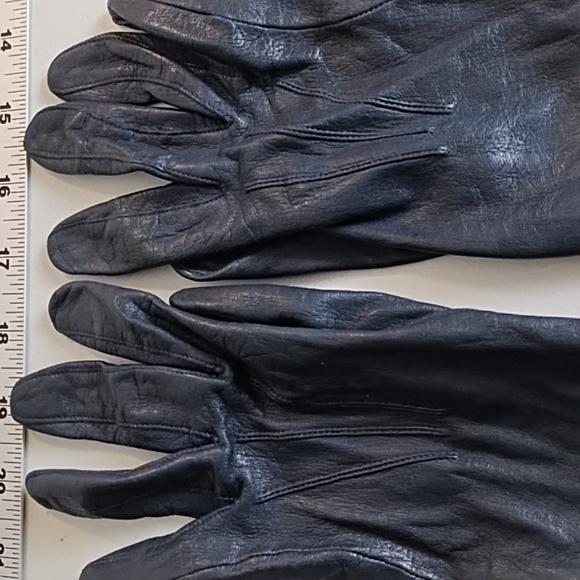 Genuine Soft Supple Thin Leather Driving Gloves Top Detail Dark Nay Blue - Picture 11 of 11